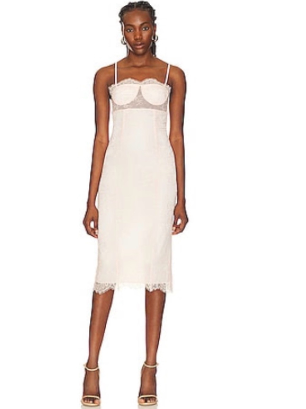 Revolve NBD Rosa Midi Lace-Trim Slip Dress in Light Pink Medium NWT